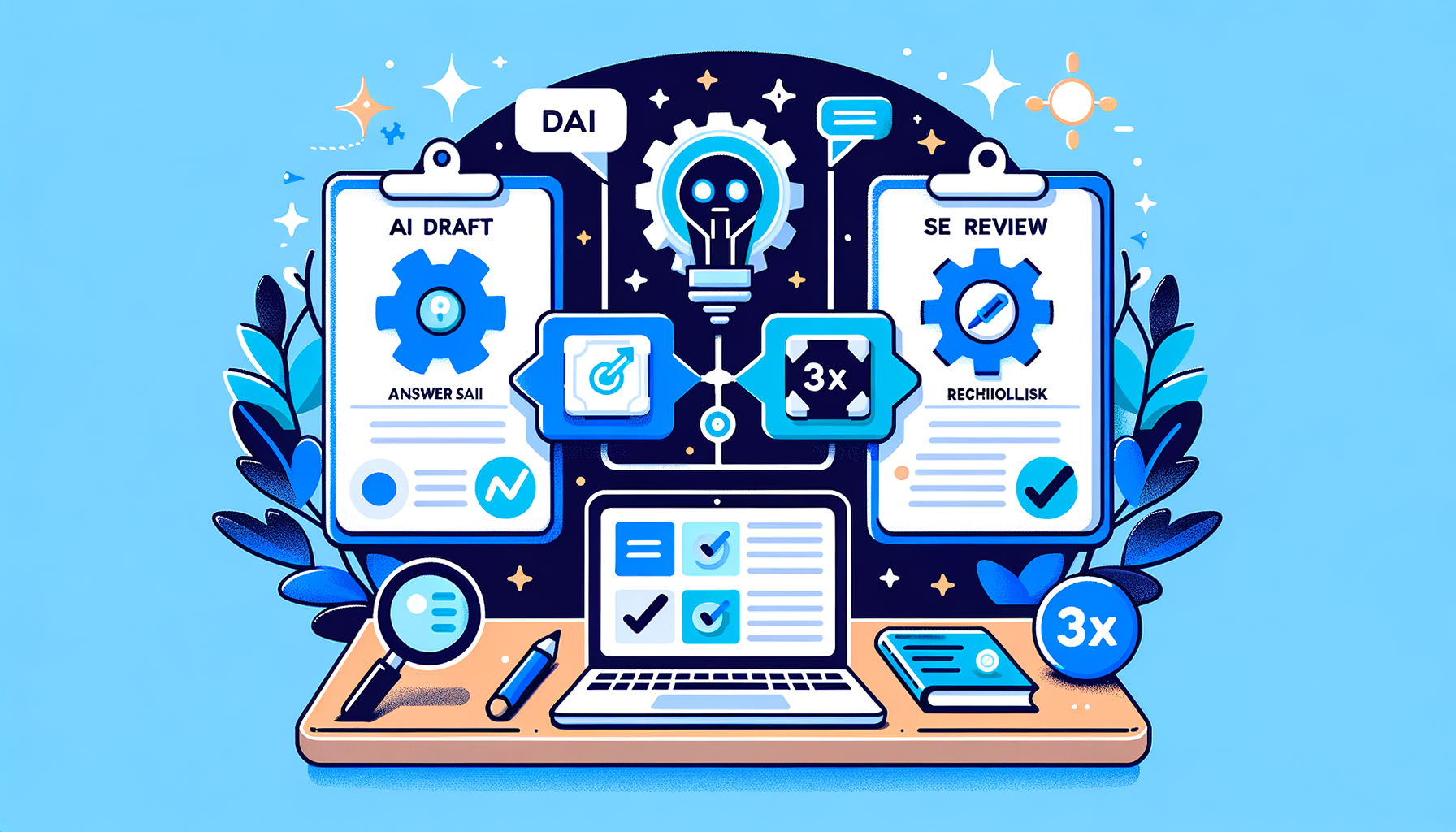 Sales engineer and AI collaboration illustration